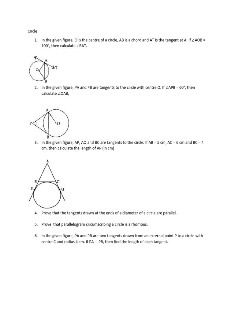 worksheet from the chapter circle | PDF