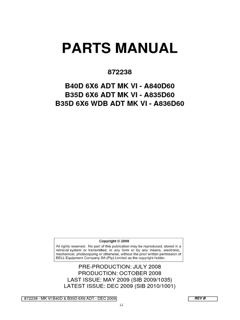 B40D & B35D ADT Parts Manual | PDF | Engines | Mechanical Engineering