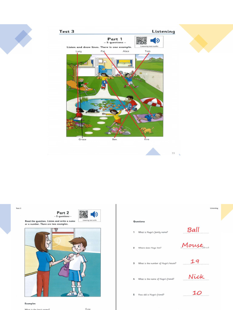 Key - Starters 4 - 2022 - Test 3 | PDF