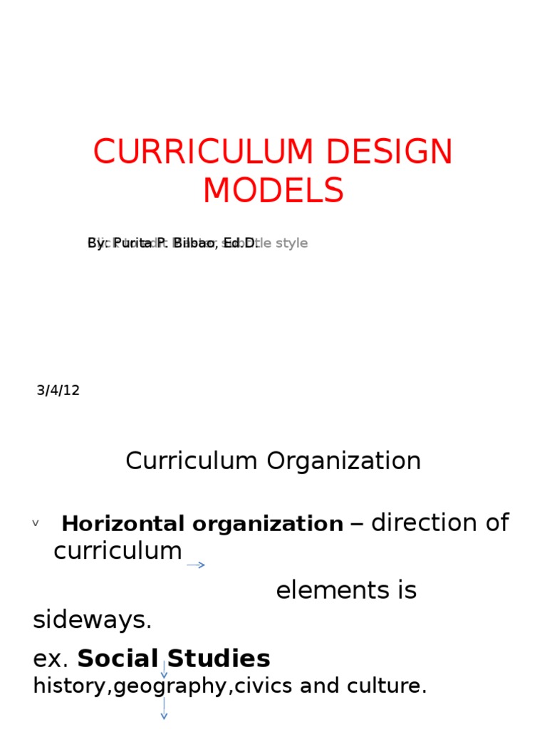Curriculum Design Models Overview | PDF | Discipline (Academia ...