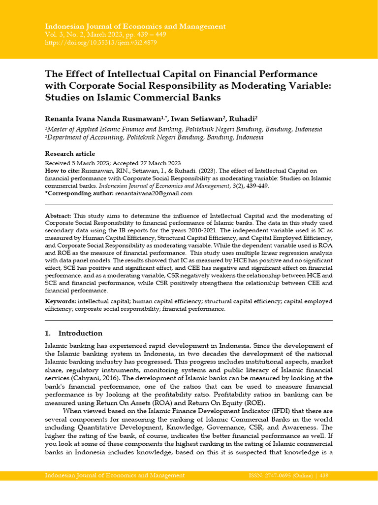 Intellectual Capital's Impact on Islamic Banks | PDF | Corporate Social ...