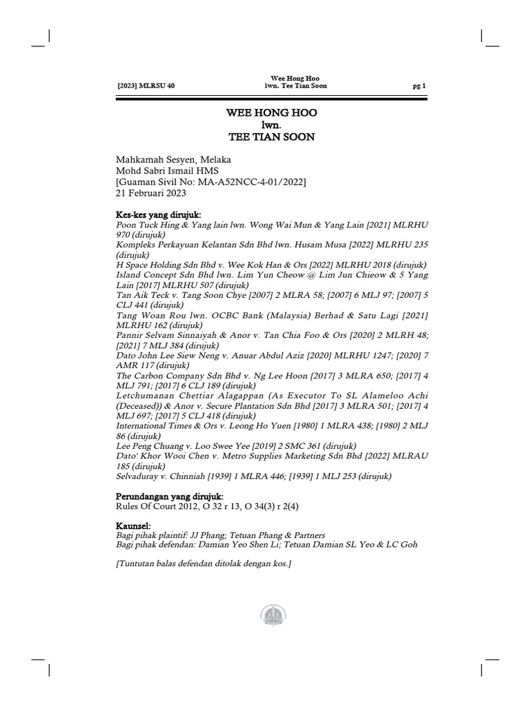 Wee Hong Hoo | PDF