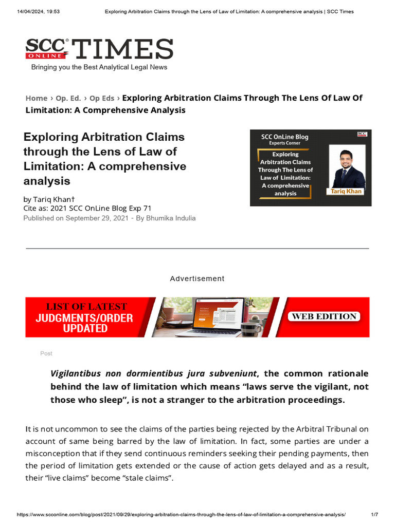 Arbitration Claims and Law of Limitation | PDF | Arbitration | Lawsuit