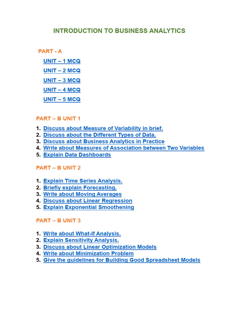 Business Analytics Overview and Techniques | PDF | Forecasting | Analytics
