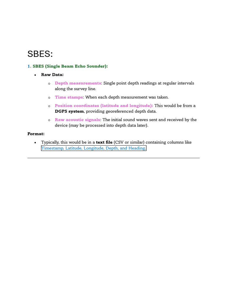SBES (Single Beam Echo Sounder) | PDF