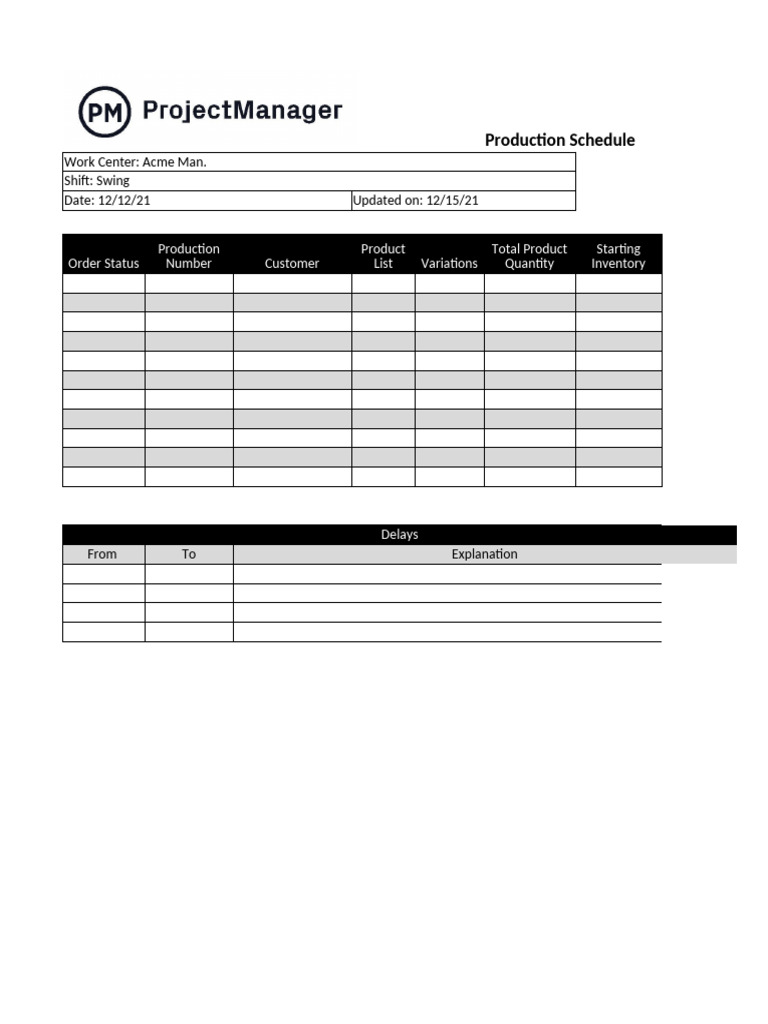 Production Schedule ProjectManager WLNK | PDF
