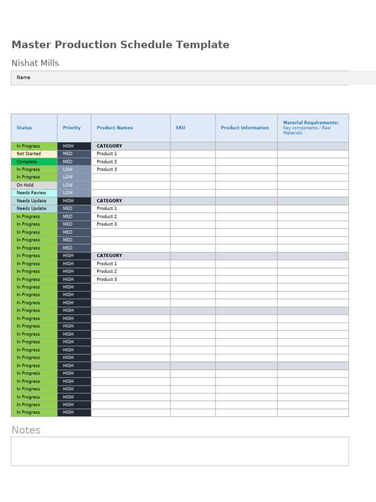 Production Schedule Template | PDF