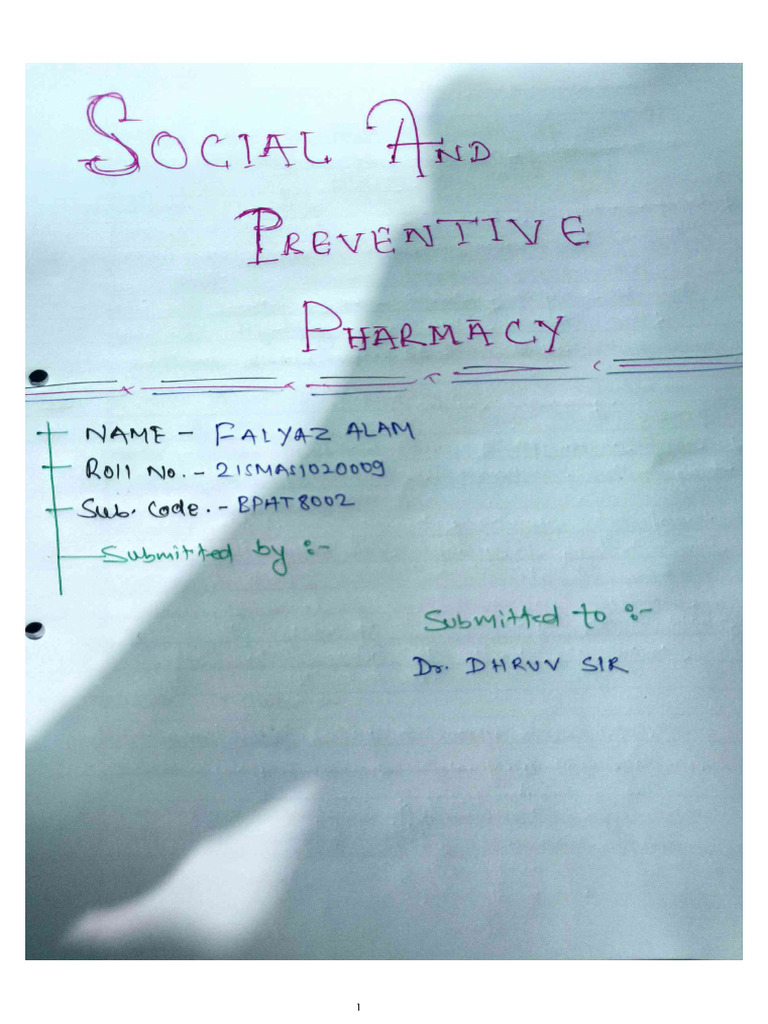 Social and Preventive Pharmacy 1 | PDF