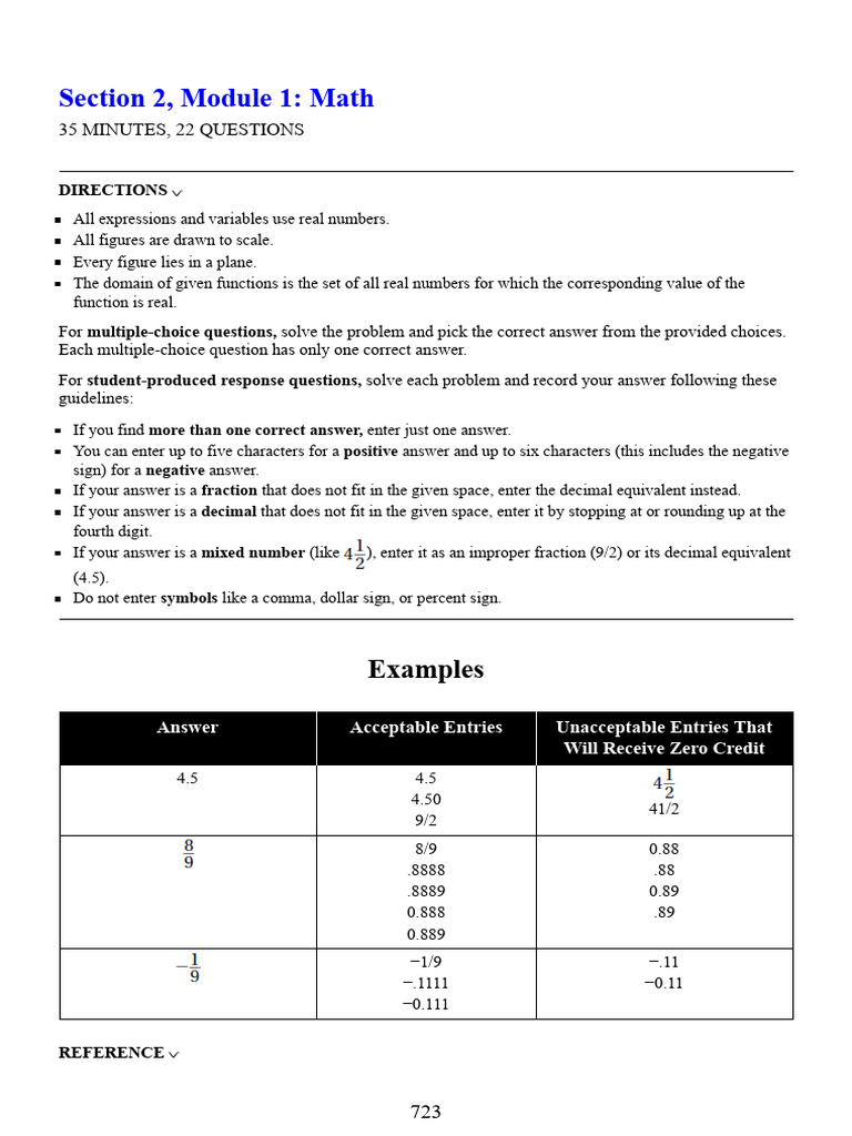 Barron's Digital SAT Practice Test 2 Module 1 Math | PDF | Circle ...