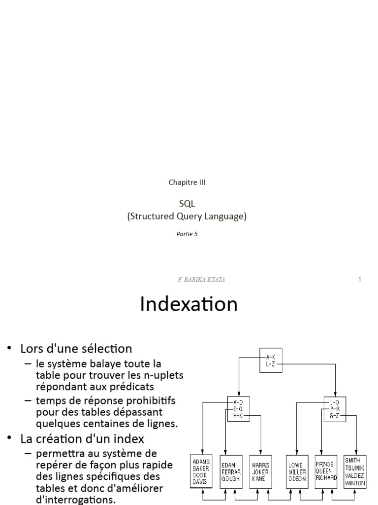 Optimisation SQL : Indexation et Sécurité | PDF | Index de base de ...
