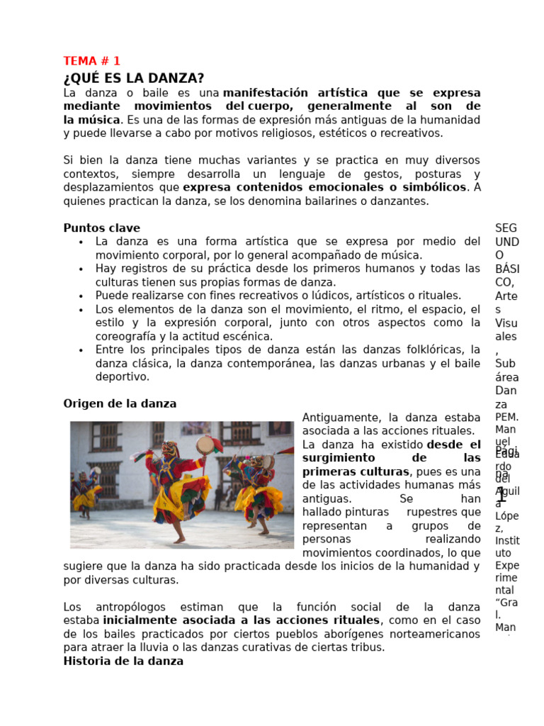 Historia y Tipos de Danza | PDF | Bailes | Ballet