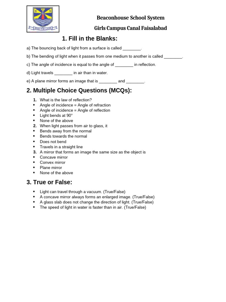 Reflection and Refraction | PDF | Reflection (Physics) | Mirror