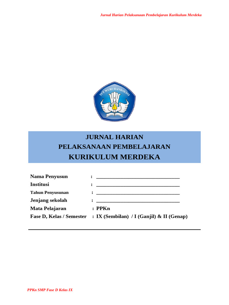 Jurnal Harian PPKn Kurikulum Merdeka | PDF
