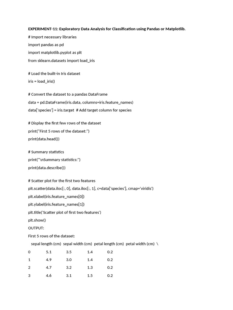 EDA for Iris Classification with Pandas | PDF