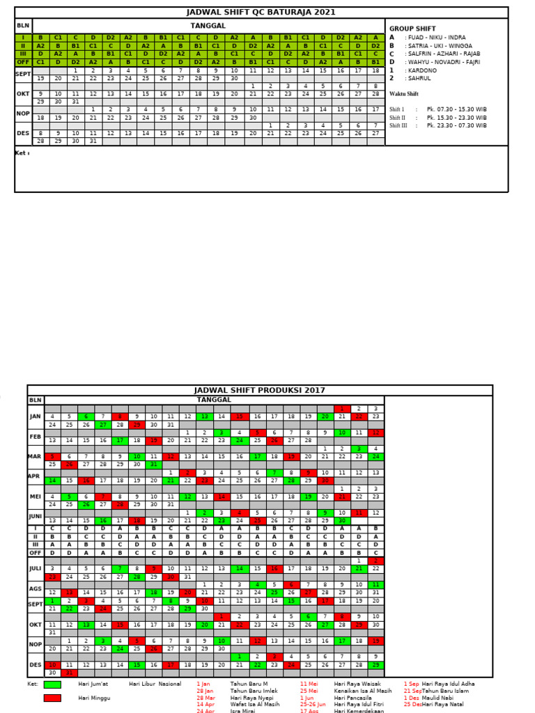Jadwal Shift Section QC Baturaja | PDF