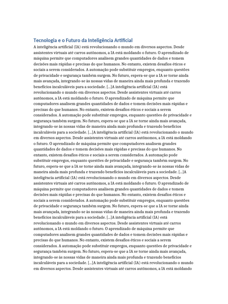 Futuro da Inteligência Artificial e Desafios | PDF | Inteligência ...