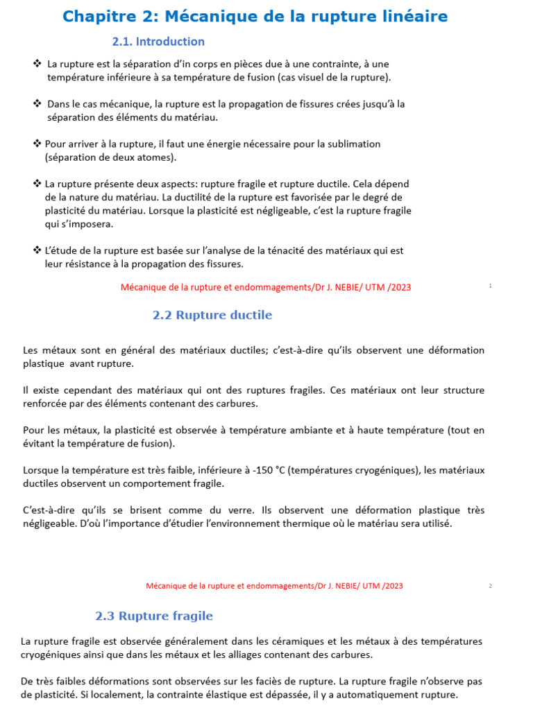 Mécanique de la rupture : Ductile vs Fragile | PDF | Fragilité ...