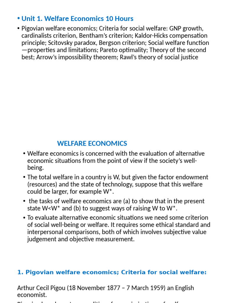 Unit 1 Welfareeconomics | PDF | Welfare Economics | Social Psychology