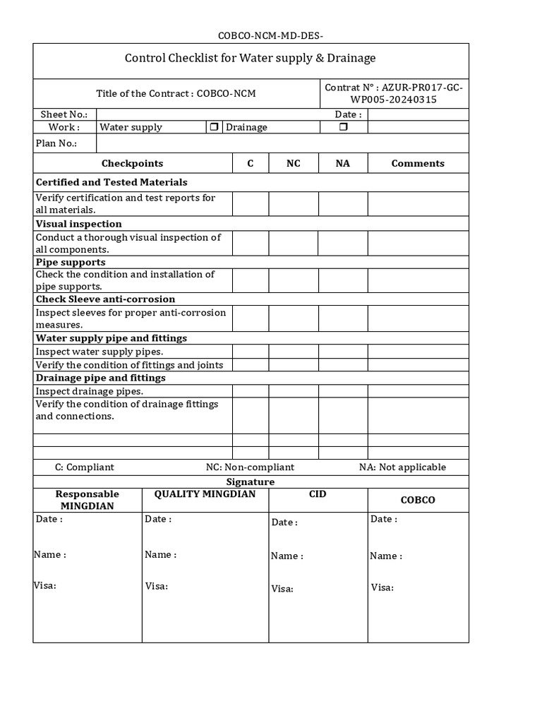 Control Checklist | PDF