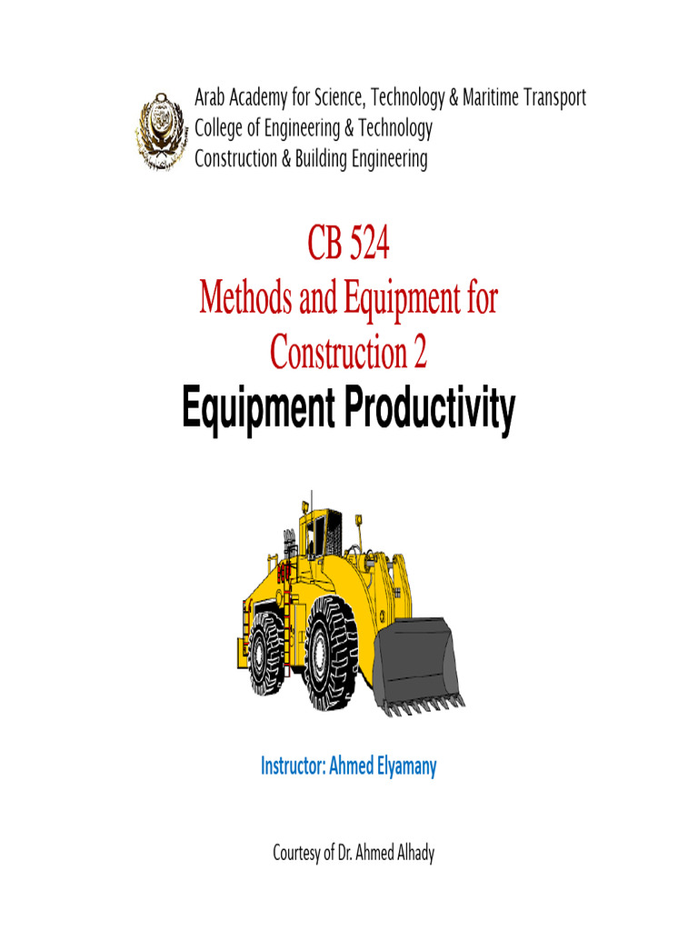 Construction Equipment Productivity Factors | PDF | Horsepower | Engines