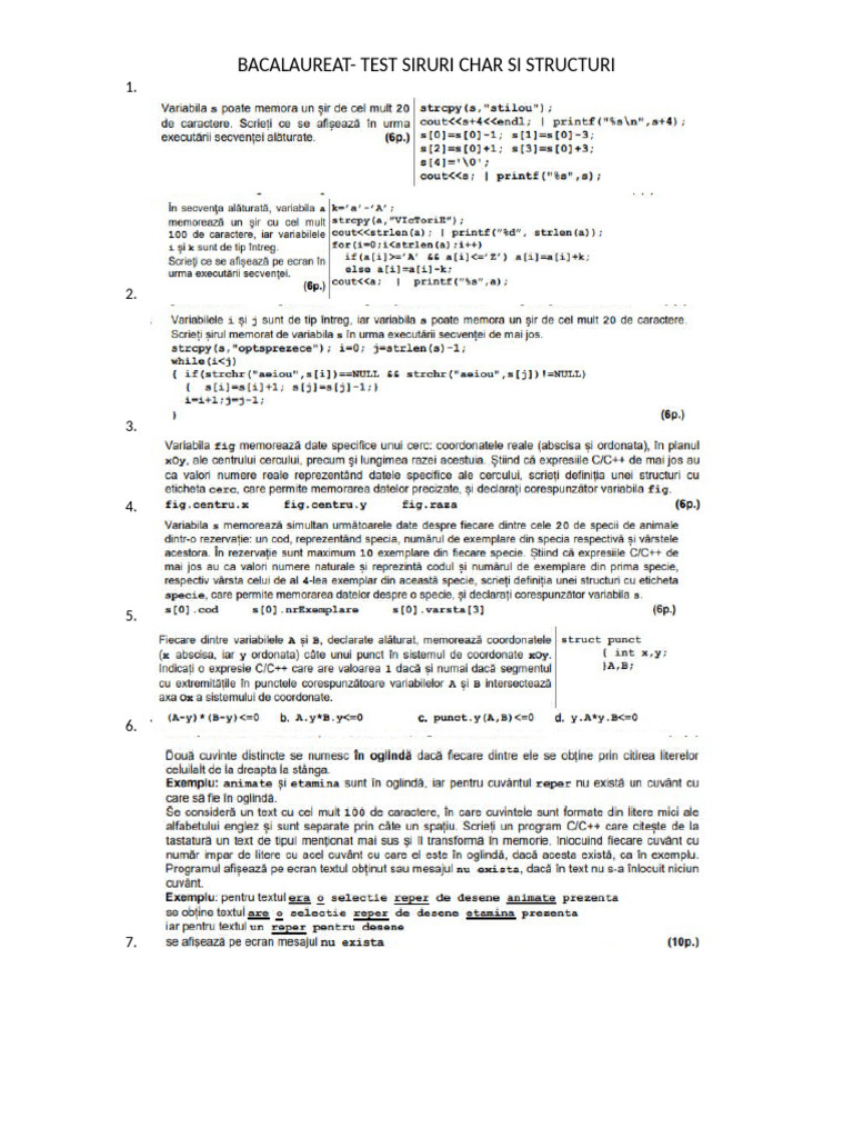 Test Structuri Siruri | PDF