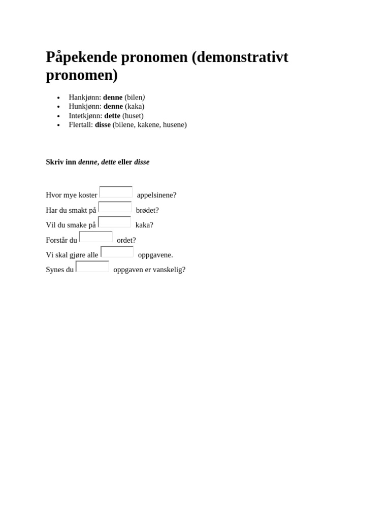 Denne Dette Disse | PDF