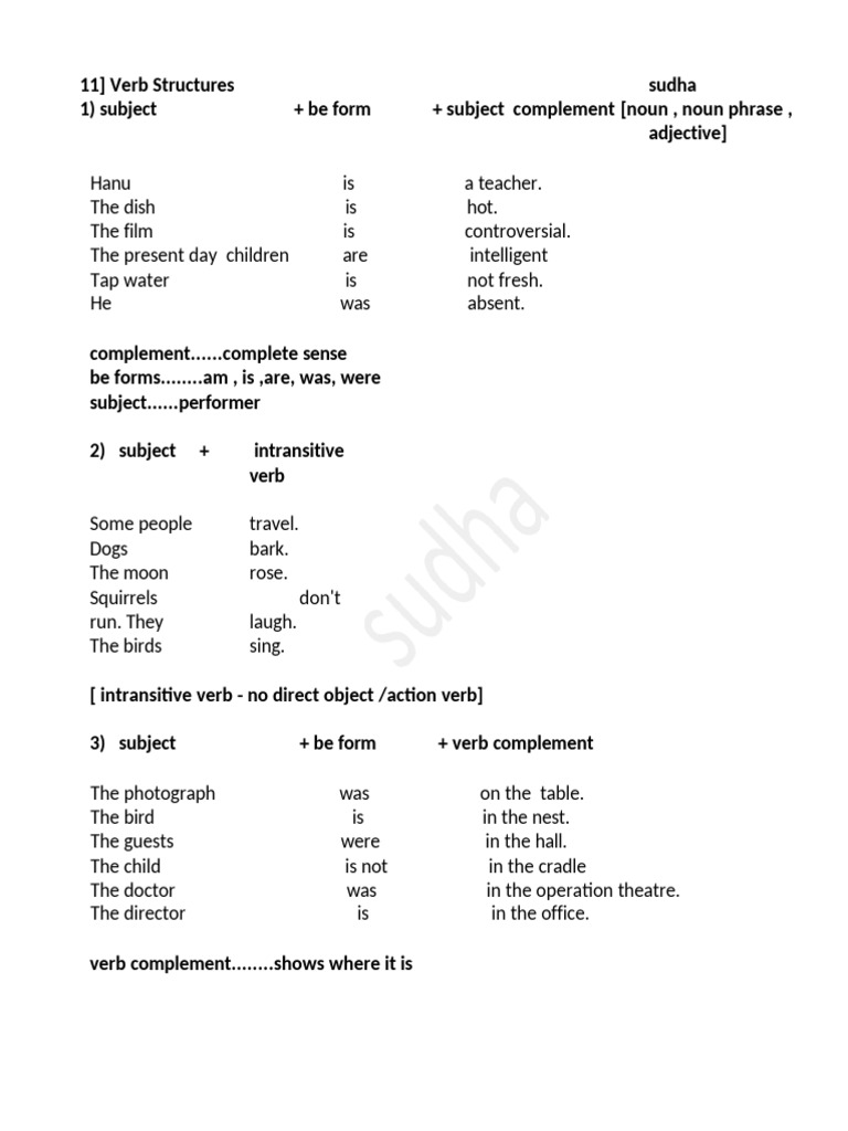 Understanding Verb Structures in English | PDF | Verb | Subject (Grammar)