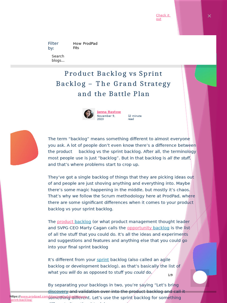 Product vs Sprint Backlog Explained | PDF | Scrum (Software Development)