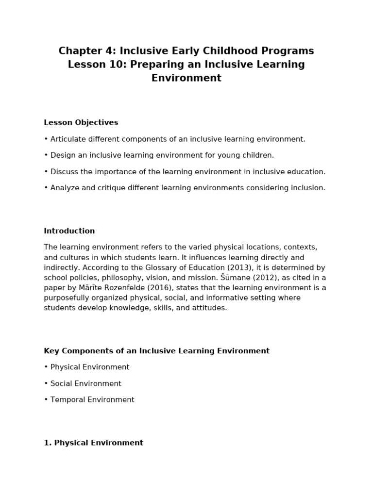 Designing Inclusive Learning Environments | PDF | Learning | Inclusion ...