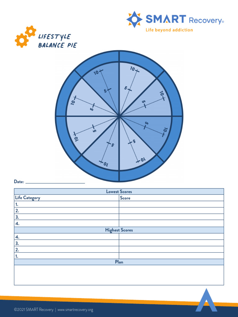 Lifestyle Balance Pie Worksheet Download | PDF