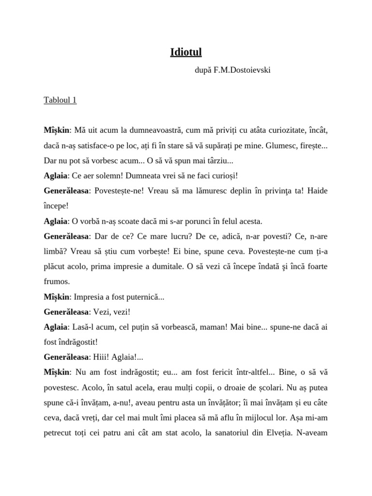 Text Română Idiotul Fin | PDF