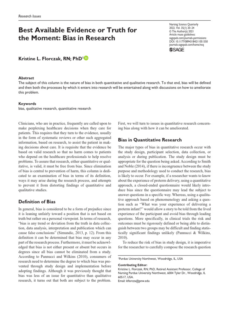 Understanding Bias in Research Methods | PDF | Qualitative Research | Bias
