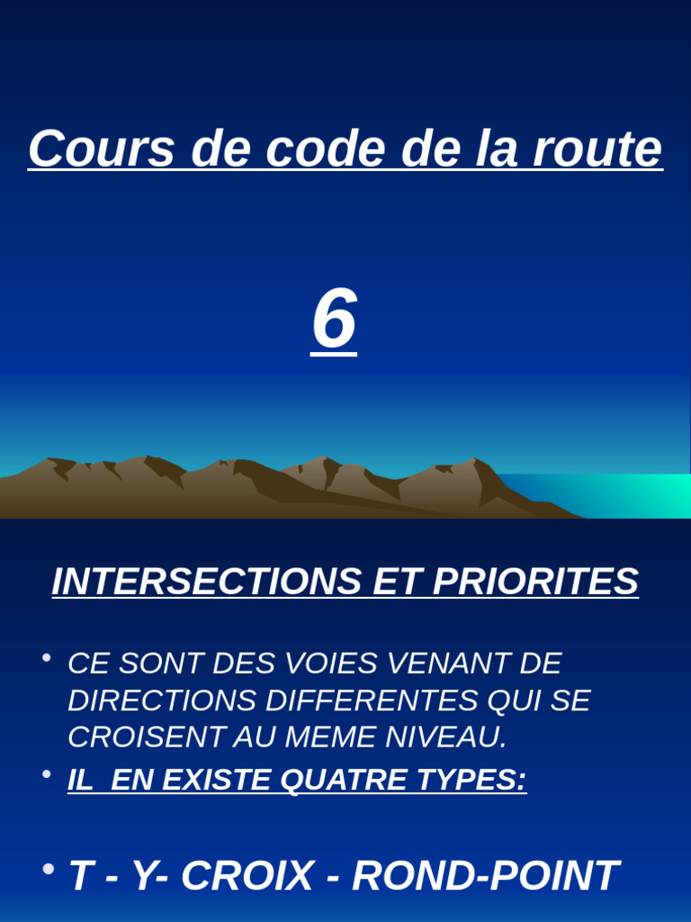 Intersections et Priorités au Code de la Route | PDF