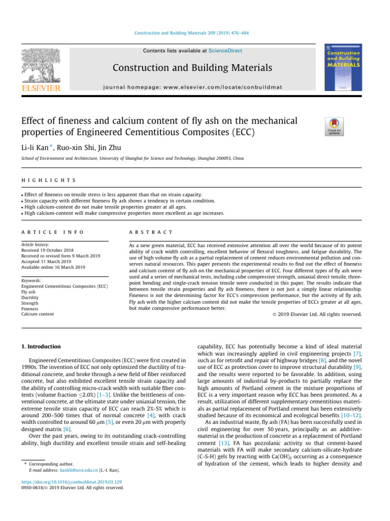 Fly Ash Impact on ECC Mechanical Properties | PDF | Fracture | Concrete