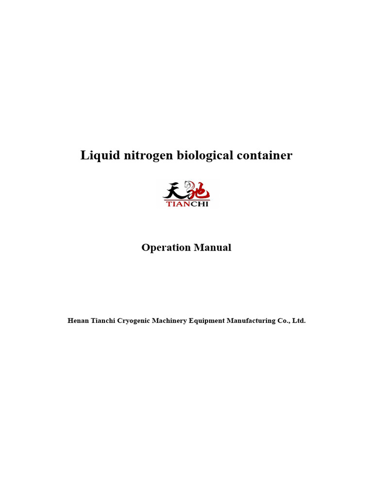 Liquid Nitrogen Container Operation Manual | PDF | Liquids | Vacuum
