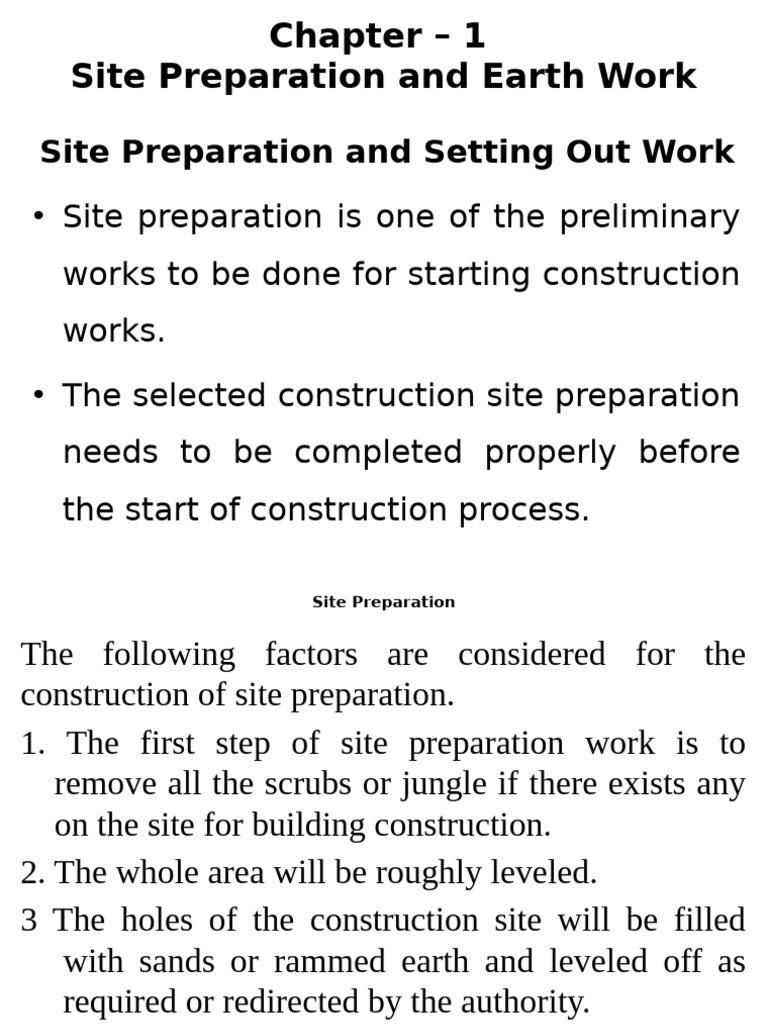 Site Preparation and Excavation Guide | PDF | Trench | Foundation ...