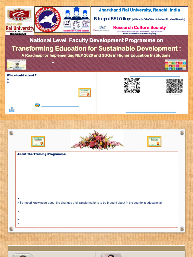 Faculty Development on NEP 2020 & SDGs | PDF
