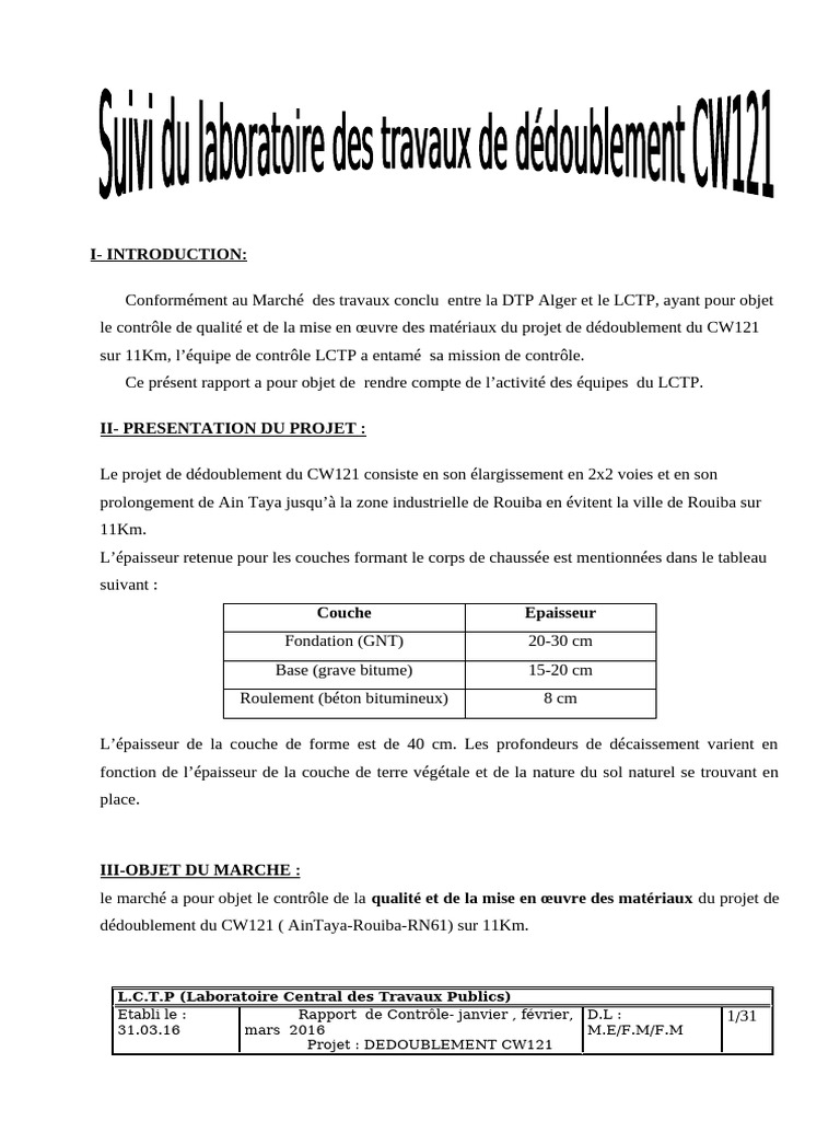 Rapport de Contrôle CW121 LCTP | PDF | Béton | Ingénierie civile