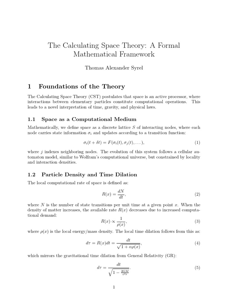 Calculating Space Theory Overview | PDF | General Relativity | Quantum ...