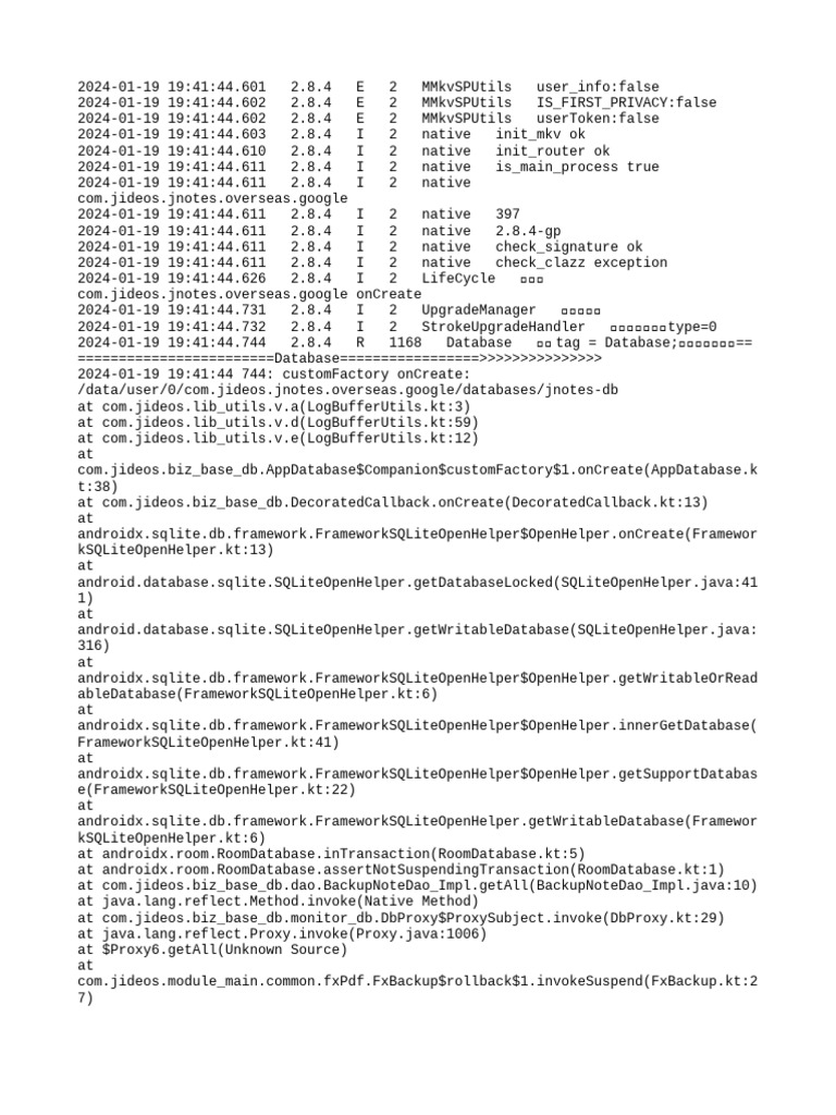 JNotes App Debug Log Analysis | PDF | Computing | Information Science