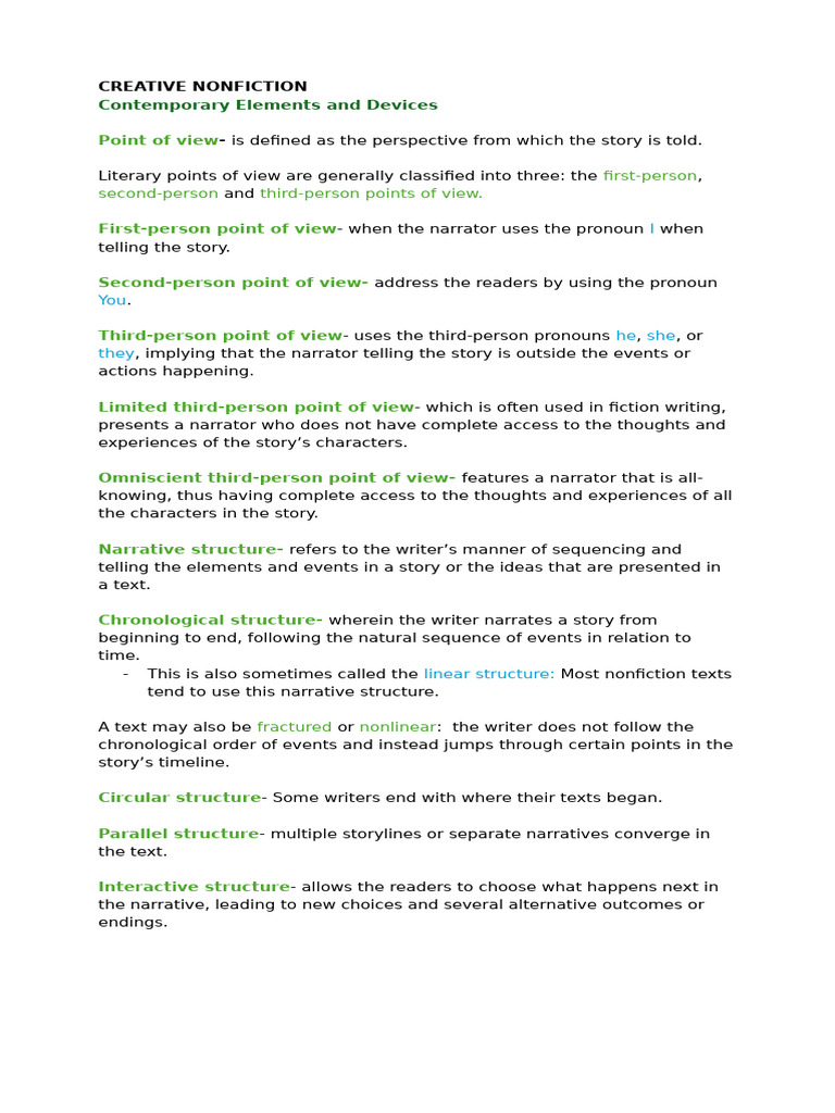 Creative Nonfiction: Narrative Techniques | PDF