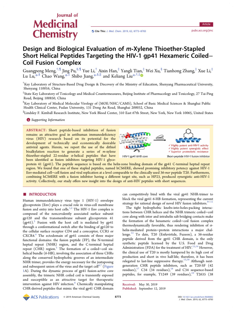 2019 - Journal of Medicinal Chemistry - Meng - Design and Biological ...