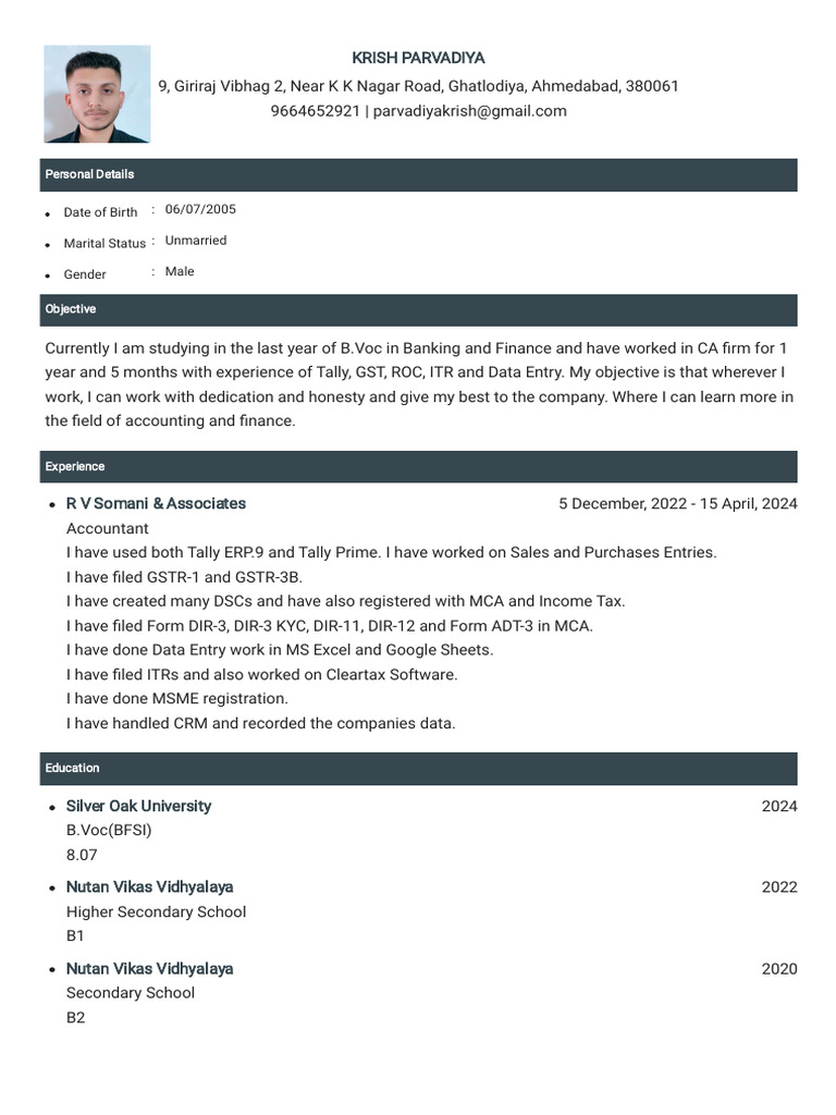 Krish CV With Photo | PDF