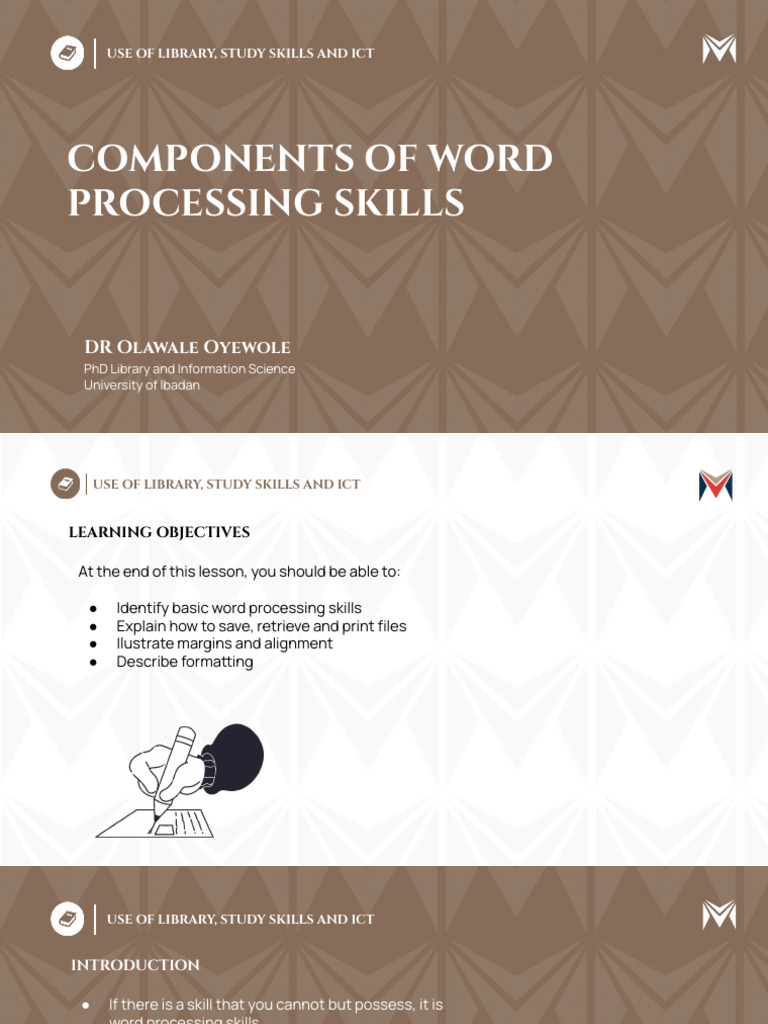 Components of Word Processing Skills | PDF | Computer File | Libraries
