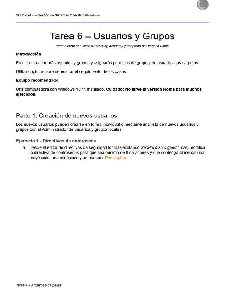 Gestión de Usuarios y Grupos en Windows | PDF | Archivo de computadora ...