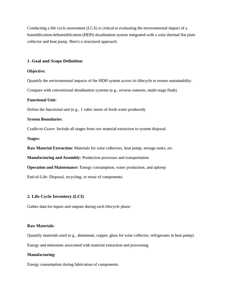 Life Cycle Assessment of HDH Desalination | PDF | Life Cycle Assessment ...