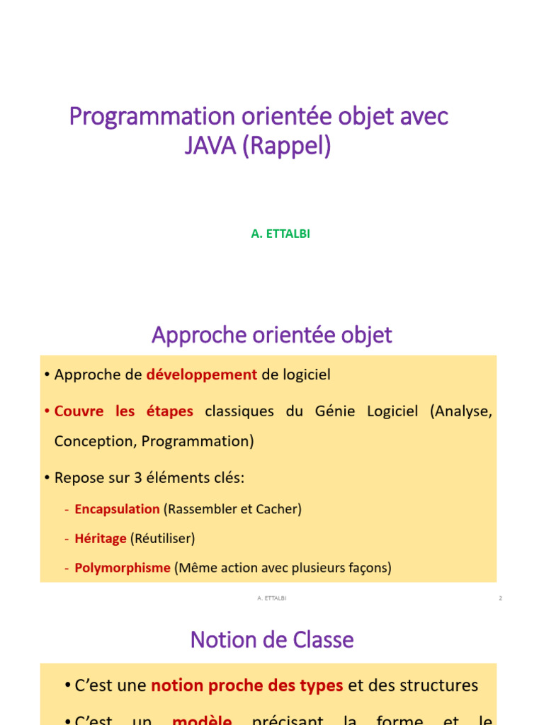 Introduction à la Programmation Orientée Objet en JAVA | PDF | Classe ...