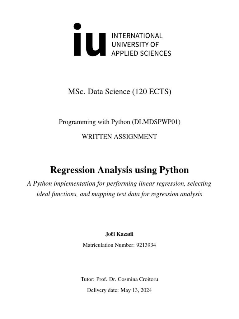 Python Regression Analysis Project | PDF | Regression Analysis | Linear ...
