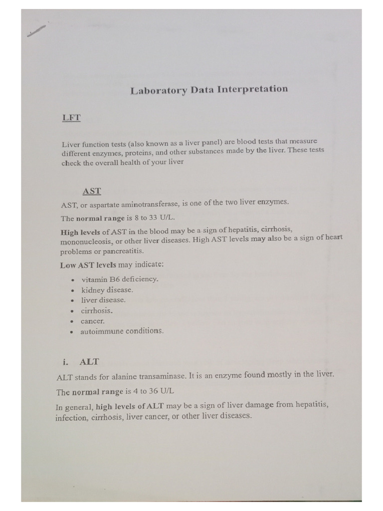 Lab Data Interpretation | PDF