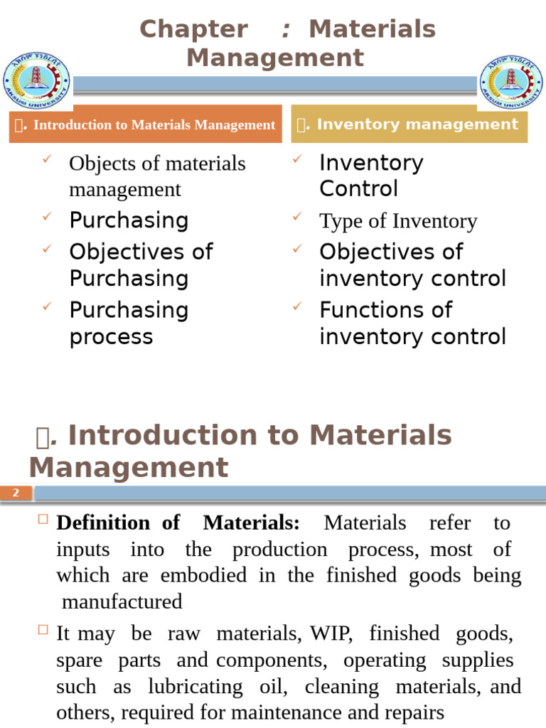 IM & EE CH 4 Materials Managment | PDF | Inventory | Business